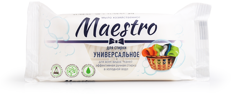 Мыло хозяйственное, 125гр., Maestro для стирки универсальное, бел. Maestro - фото 1