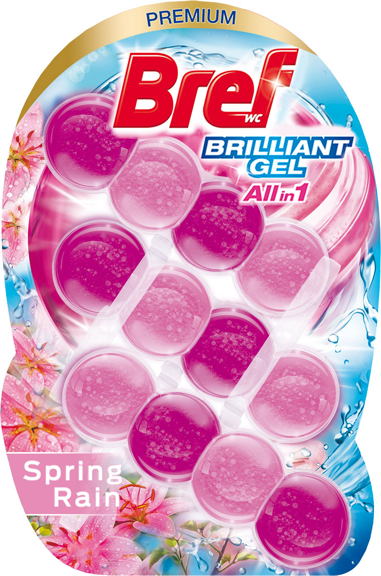 Туалетный блок для унитаза BREF Brilliant gel Весенний дождь, 42г.*3шт. (9000101509069) BREF - фото 5