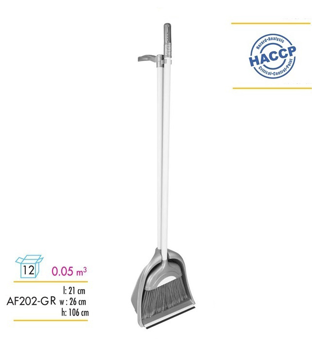 Набор для уборки помещений: щетка с длинной ручкой и совок для мусора, AF202, серый Uctem - фото 4