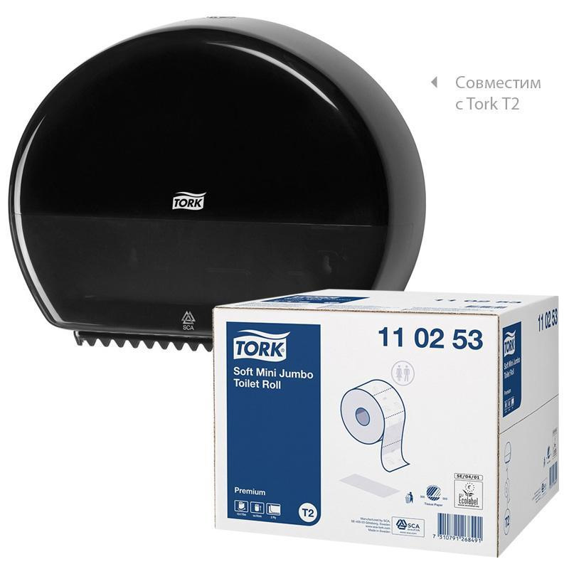 Туалетная бумага Джамбо, 2-х сл., целлюлоза, 170м., 1214отр.(9,5*14см.),12шт./уп., (T2), бел. Tork - фото 2