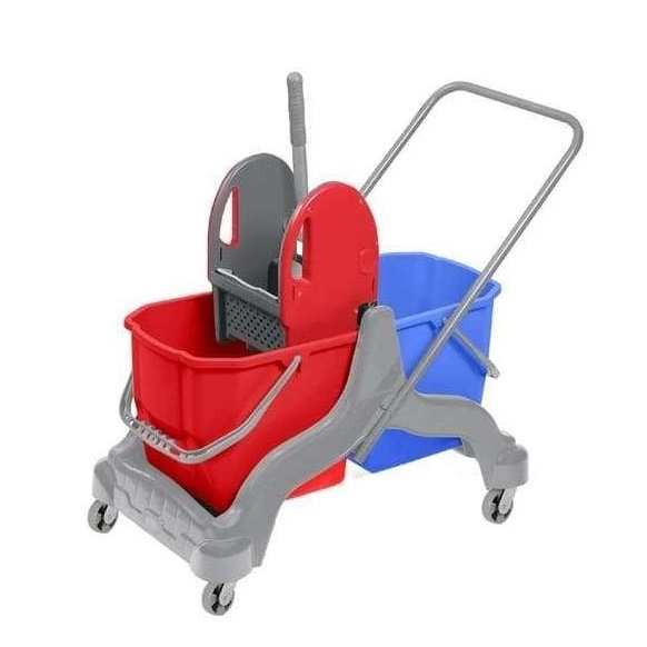 Тележка для уборки на 2 ведра, 20л.+20л., Еко, пластик/металл, серый Uctem - фото 1