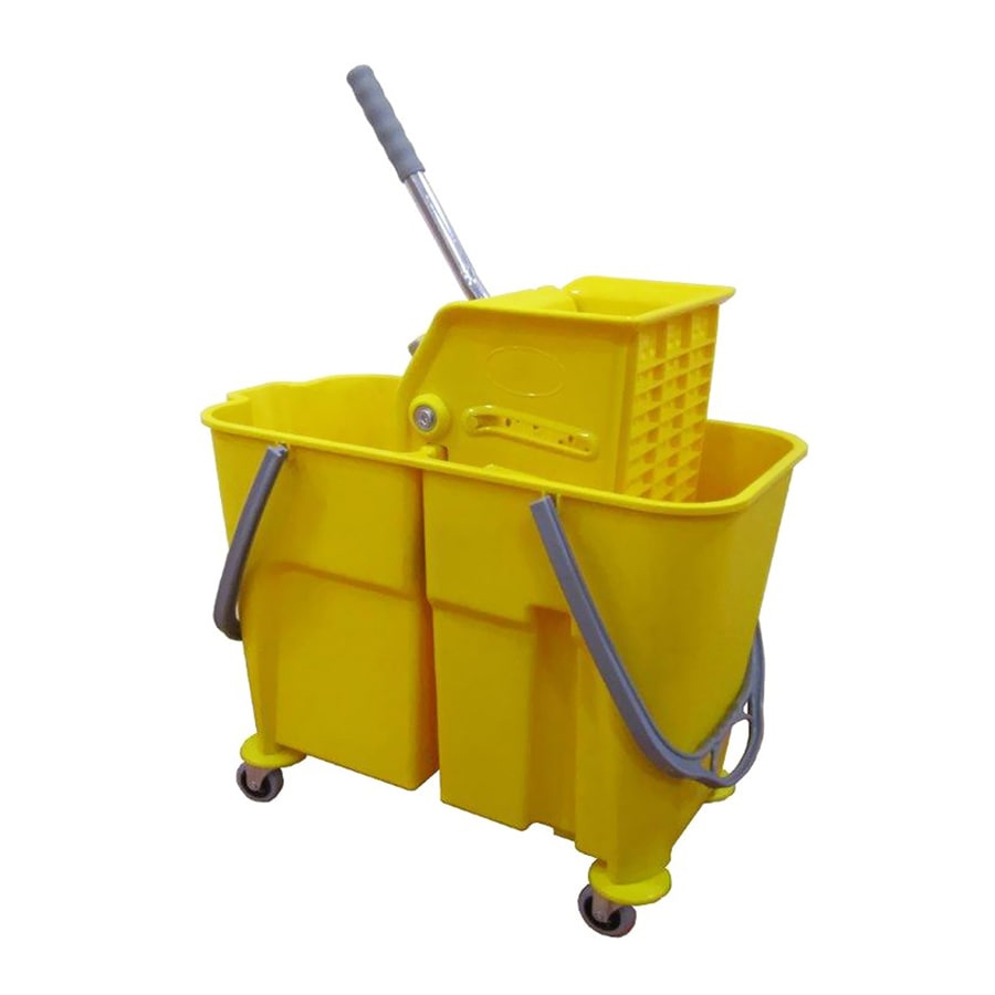 Ведро для уборки на колесах + два встроенных ведра по 16л., пластик, желт. Uctem - фото 1