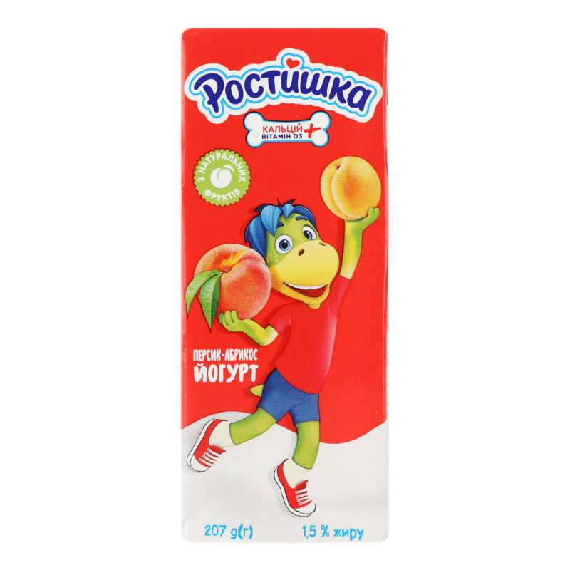 Йогурт Ростишка питний 1,5%, 207г., Персик-абрикос DANON - фото 1