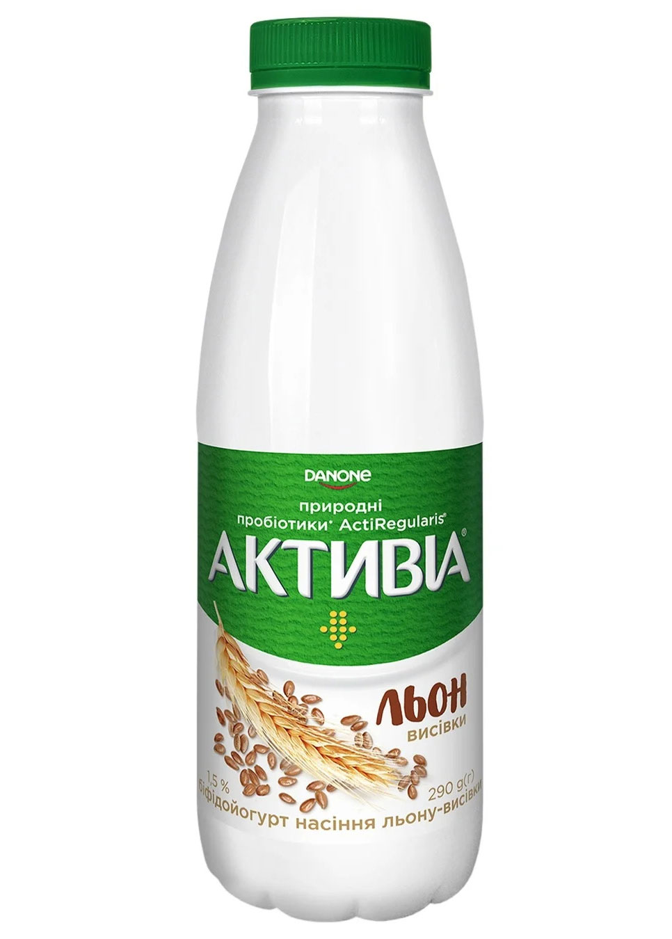 Біфідойогурт Активия 1,5%, 290г, питьевой, Насіння льону-висівки DANON - фото 1