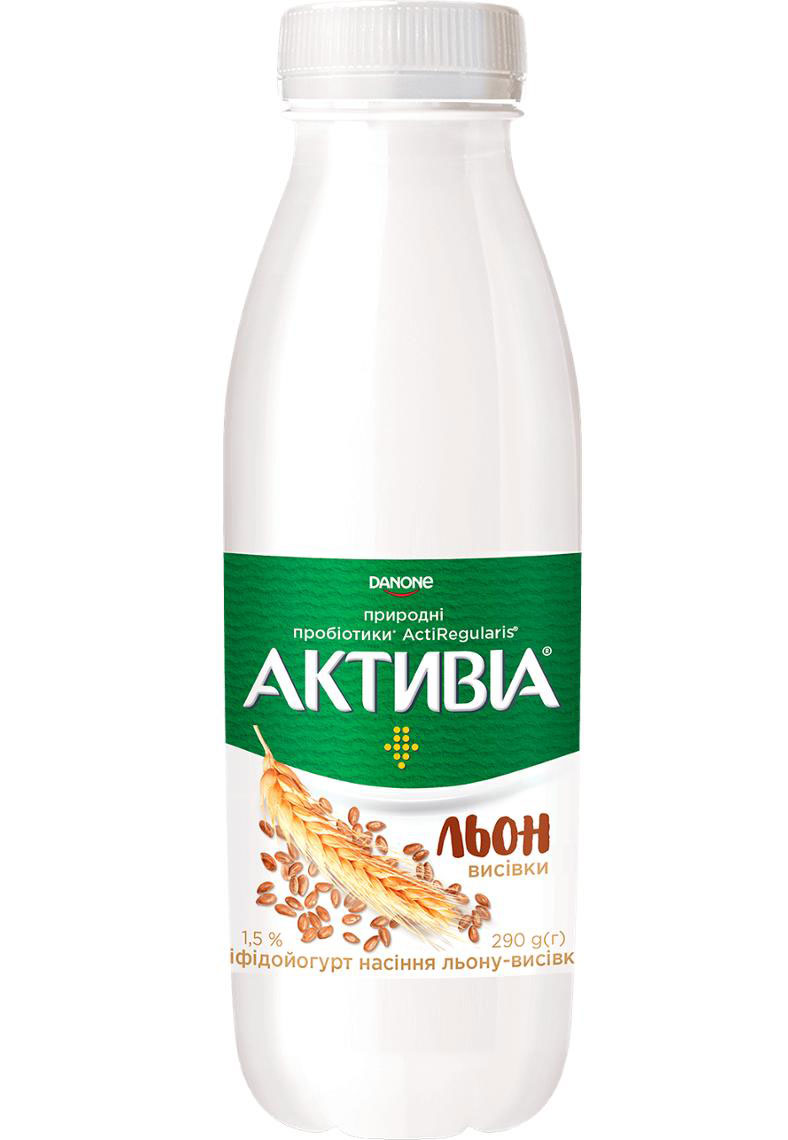 Біфідойогурт Активия 1,5%, 290г, питьевой, Насіння льону-висівки DANON - фото 2