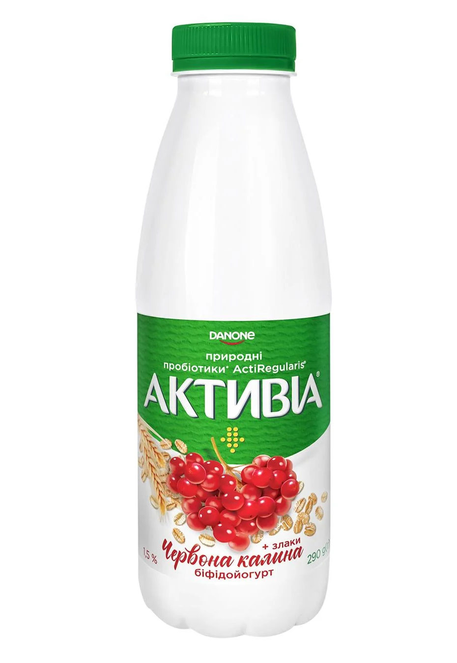 Бифидойогурт Активия 1,5%, 290г, питьевой, Красная калина-злаки DANON - фото 1