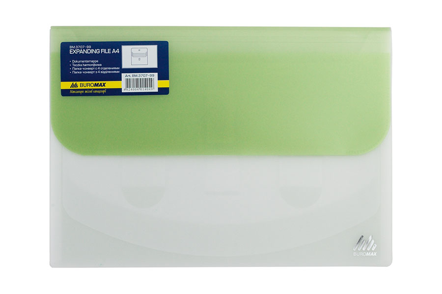 Папка-конверт на липучке А4 Travel на 4отд., полупрозр., ассорт. BuroMax - фото 4