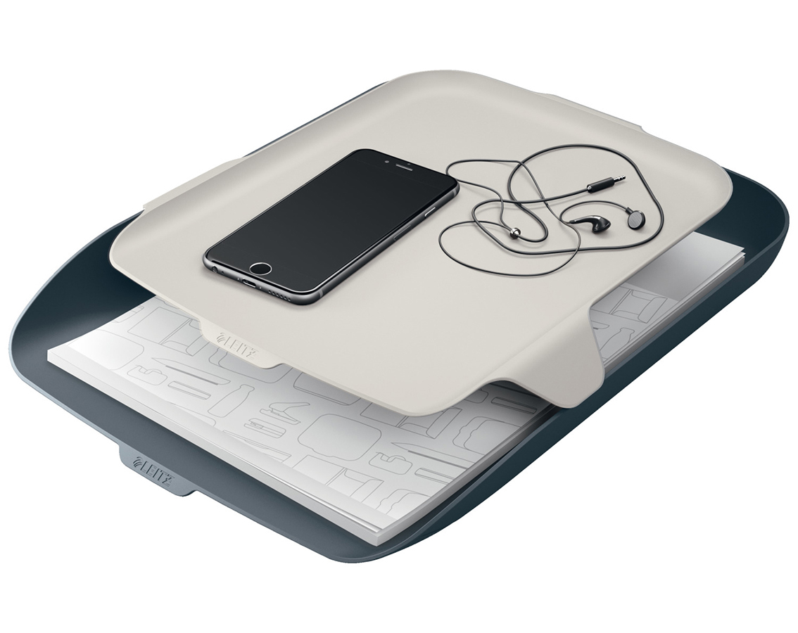 Лоток горизонтальний Leitz Cosy з органайзером, сірий LEITZ - фото 5