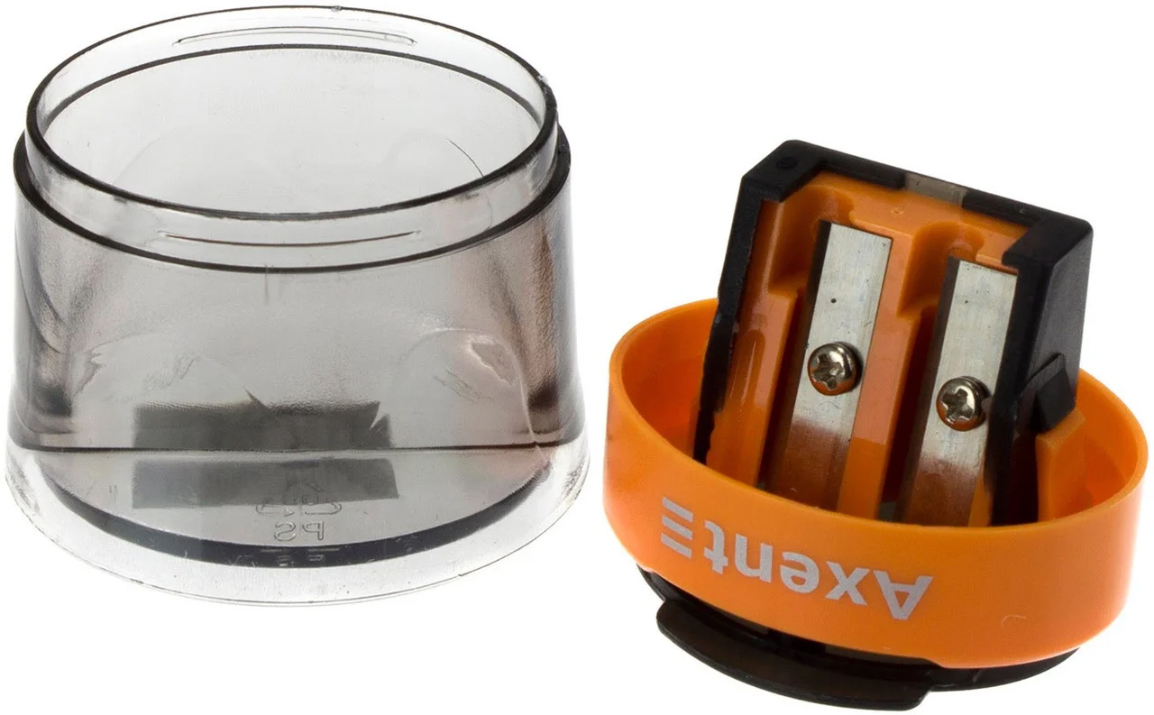 Точилка з контейнером, пластикова, 2 отвори, з кришкою, асорті Axent - фото 1