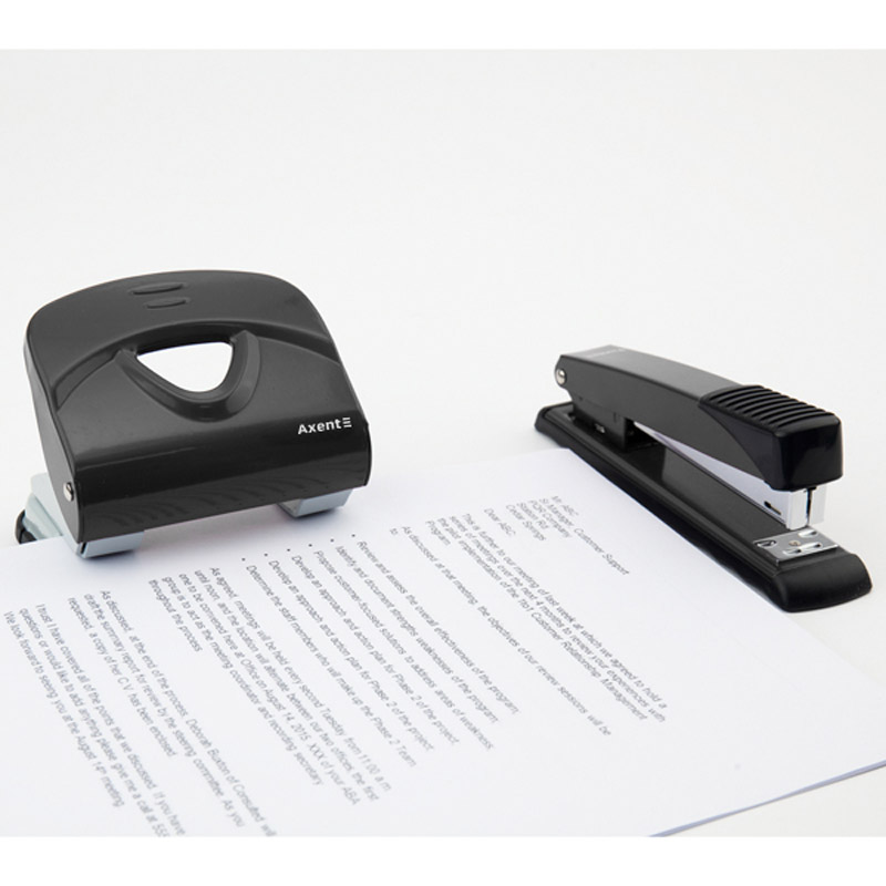 Діркопробивач на 2 отвори, до 30 аркушів Exakt-2, металевий, чорн. Axent - фото 2