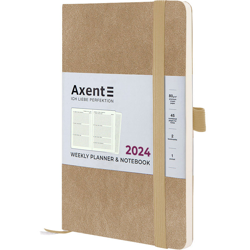 Еженедельник Partner Soft Nuba 2024, 125*195мм., миндальный Axent - фото 1