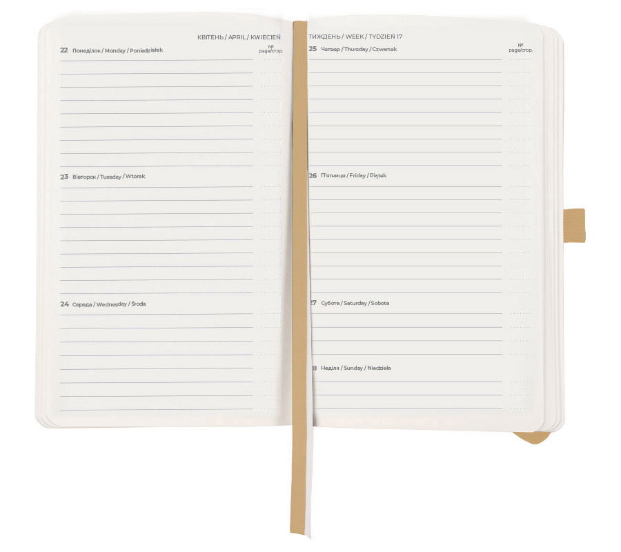 Еженедельник Partner Soft Nuba 2024, 125*195мм., миндальный Axent - фото 2