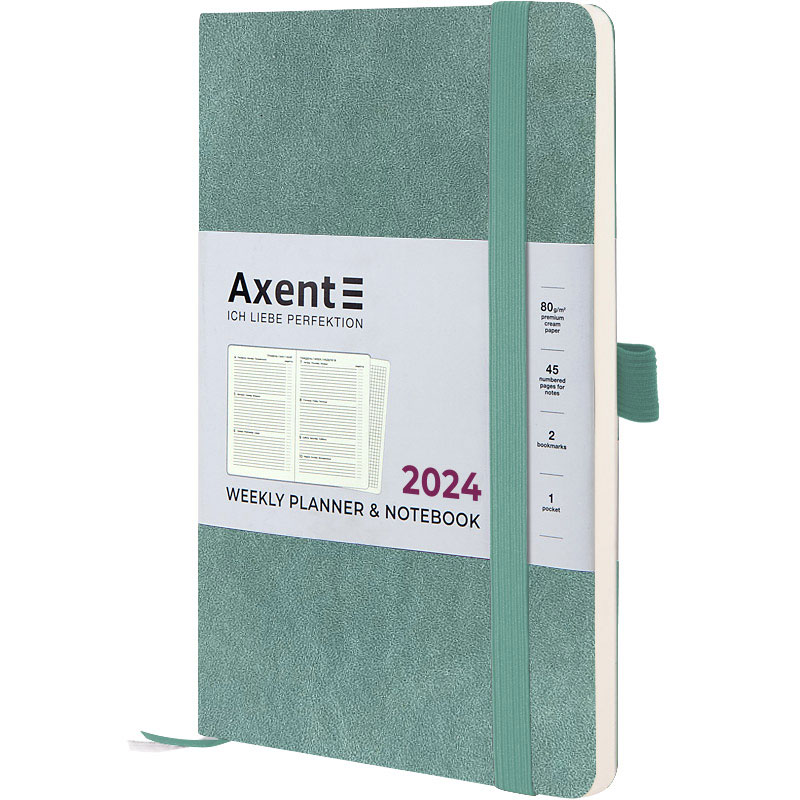 Еженедельник Partner Soft Nuba 2024, 125*195мм., лазурно-серый Axent - фото 1