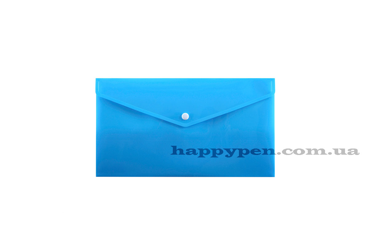 Папка-конверт на кнопці E65/DL (253*129мм), PP-115, товщина 180мкм., син. Penmate - фото 1