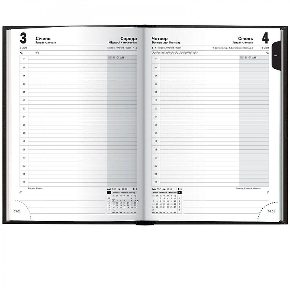 Ежедневник датированный 2024 Стандарт Torino, слепое тиснение, черн. Brunnen - фото 2