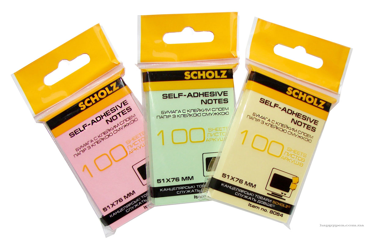 Блок паперу з клейким шаром  51*76мм.*100л., асорті Scholz - фото 3