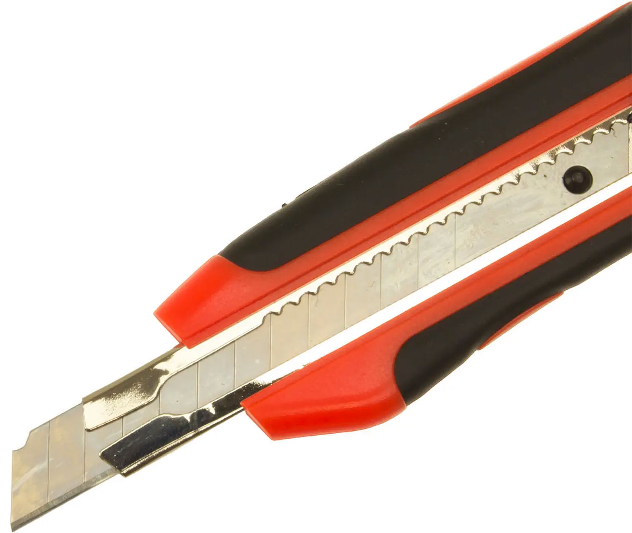 Ніж канцелярський малий 9мм., металева напрямна, прогумований ергономічний корпус NORMA - фото 1