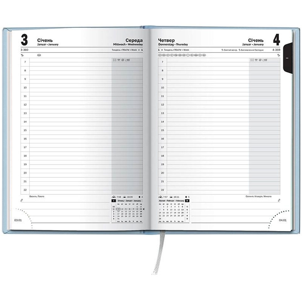 Щоденник датований 2024 Стандарт Torino Trend, сліпе тиснення, блакит. Brunnen - фото 2