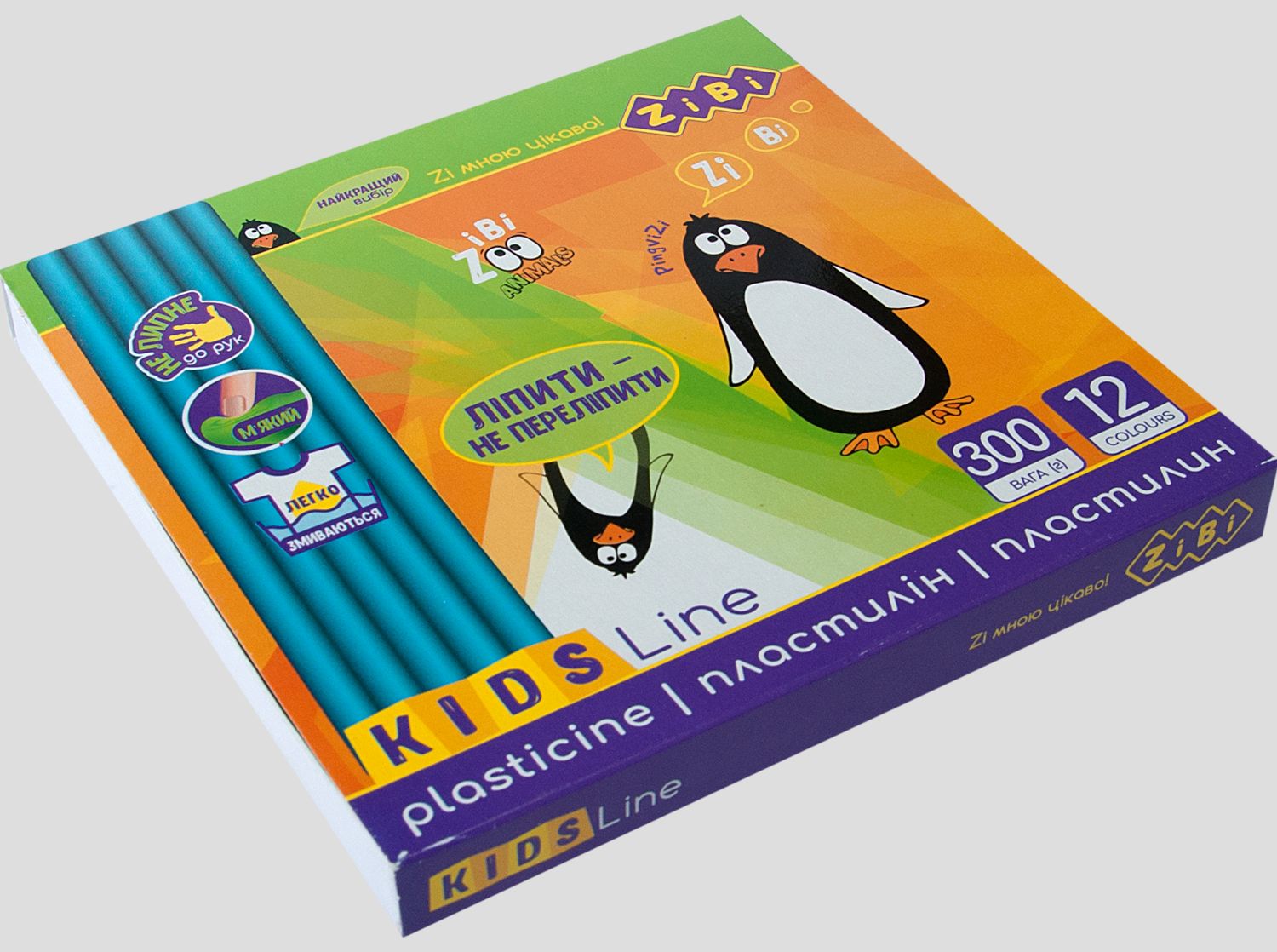 Пластилін 12кол., 300гр., стек ZiBi - фото 1