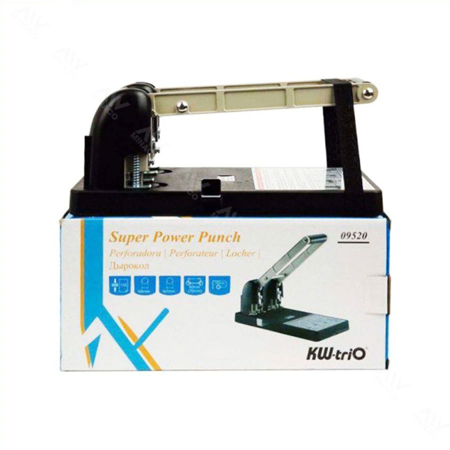 Діркопробивач великий, на 2 отвори, до 150 аркушів (09520), посилений професійний, чорн. KW-Trio - фото 3