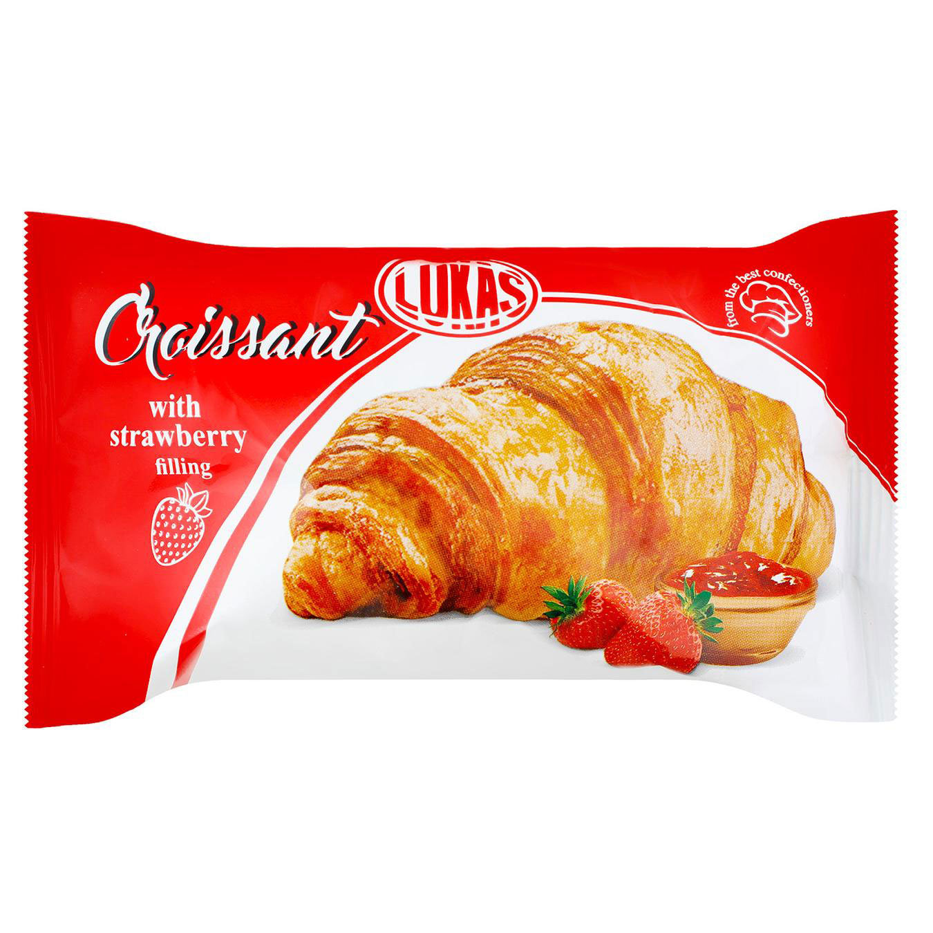 Круасанчик з Полуничним наповнювачем в індивідуальній упаковці, 24шт., 1,08кг. Лукас - фото 1