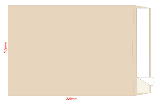 Конверт C5 162*229 отр. лента, бок. клапан, крафт 90гр./м2., загрузка по короткой стороне, коричн. Optimail - фото 2