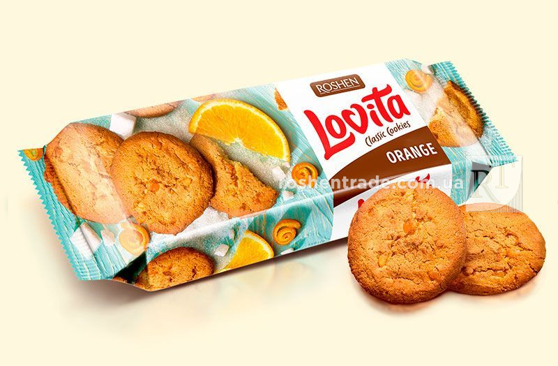 Печиво Lovita з цедрою апельсина, 150гр. Roshen - фото 1