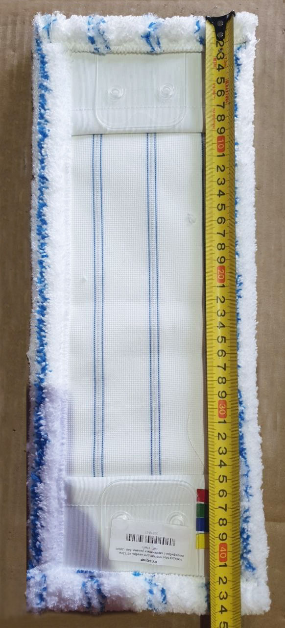 Насадка Моп плоская для швабры 40*12см., микрофибра с карманами и ушками, бел. Uctem - фото 2