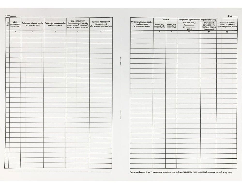 Журнал реєстрації інструктажів з питань охорони праці на робочому місці (дод.6),А4, 24 арк., офсет Україна - фото 2