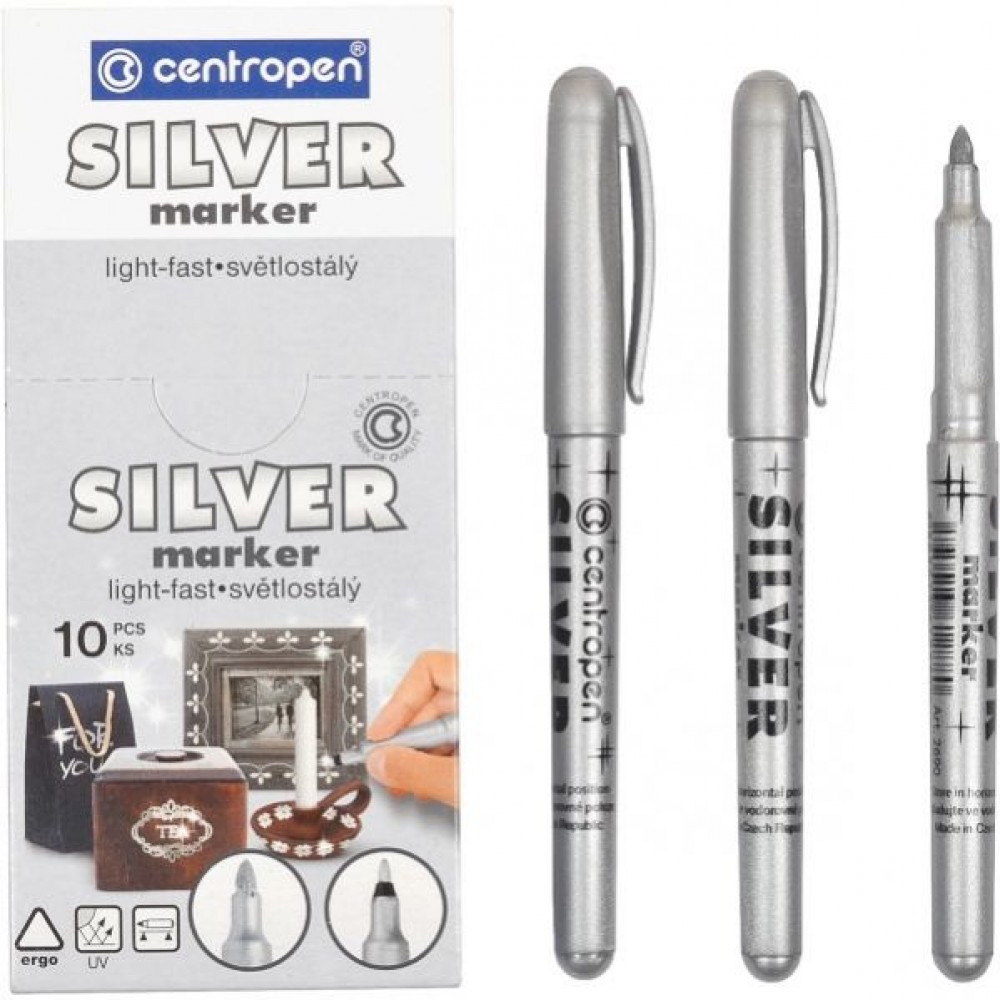 Маркер Silver  2690, круглое острие 1,5-3мм, серебр. Centropen - фото 1