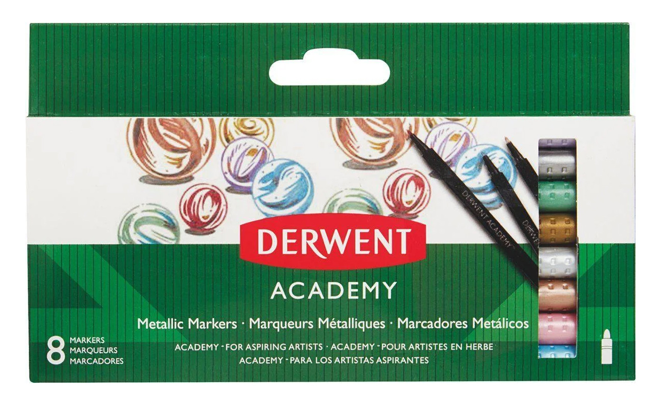 Маркери металеві 8шт./уп. WATERSOLUBLE MARKERS, асорті Derwent - фото 3