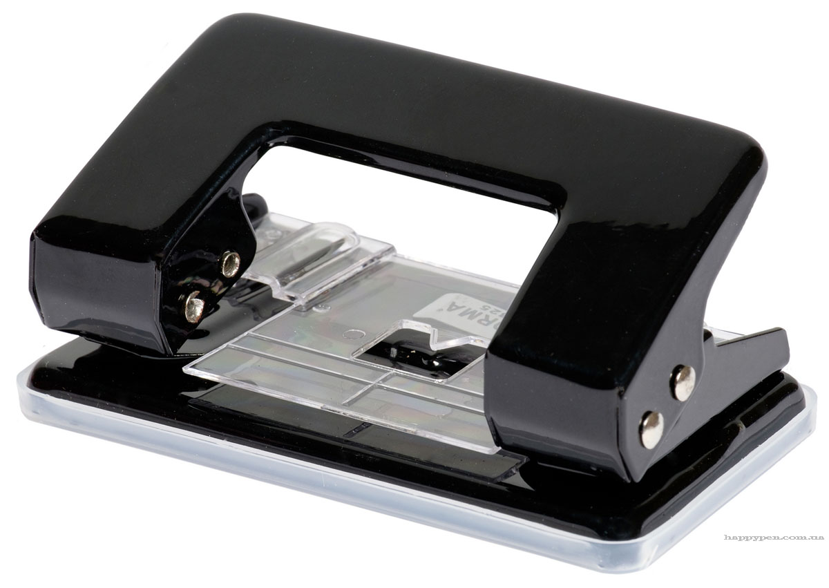 Дырокол на 2 отверстия, до 10 листов (4325), металлический, с фиксатором, черн. NORMA - фото 1