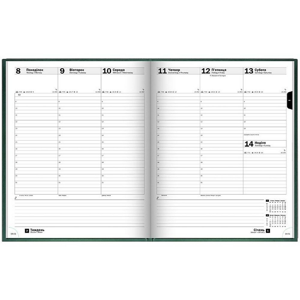 Еженедельник датированный 2024 Бюро Torino, слепое тиснение, зелен. Brunnen - фото 2