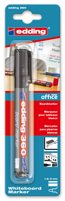 Маркер для дощок 360, кругле вістря 1,5-3, чорн. Edding - фото 2