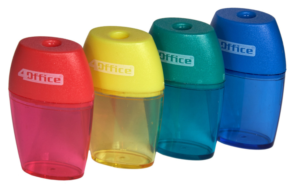 Точилка з контейнером, пластикова, овальна, асорті 4Office - фото 1