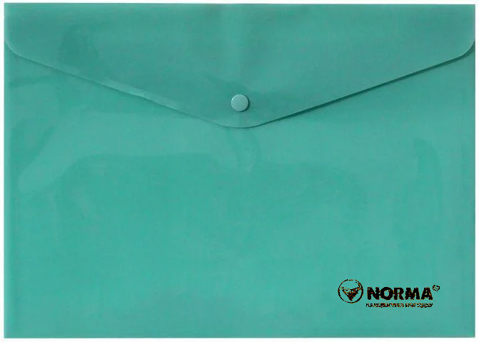 Папка-конверт на кнопке А4, непрозр., бирюз. NORMA - фото 1