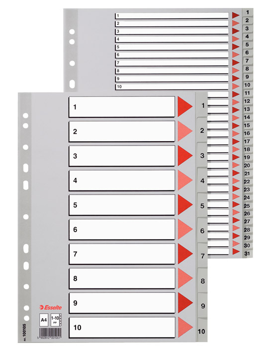 Разделитель страниц цифровой 1-10, пласт. Esselte - фото 2