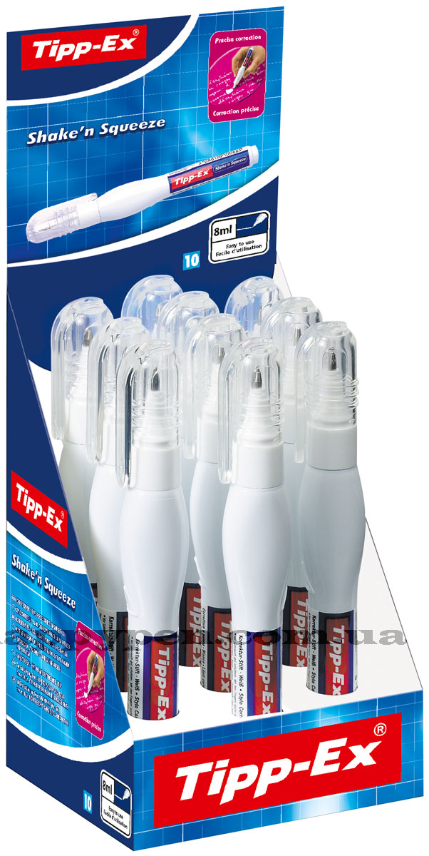Корректор-ручка 8мл. TIPP-EX Shake`n Squeeze, металлический наконечник Bic - фото 4