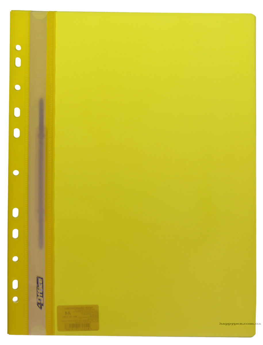Швидкозшивач з прозорим верхом та європерфорацією, А4, жовт. 4Office - фото 1