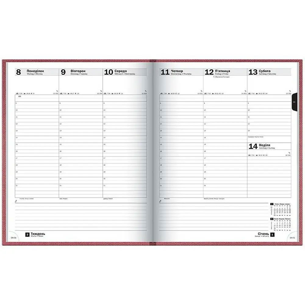 Еженедельник датированный 2024 Бюро Tweed, слепое тиснение, красн. Brunnen - фото 2