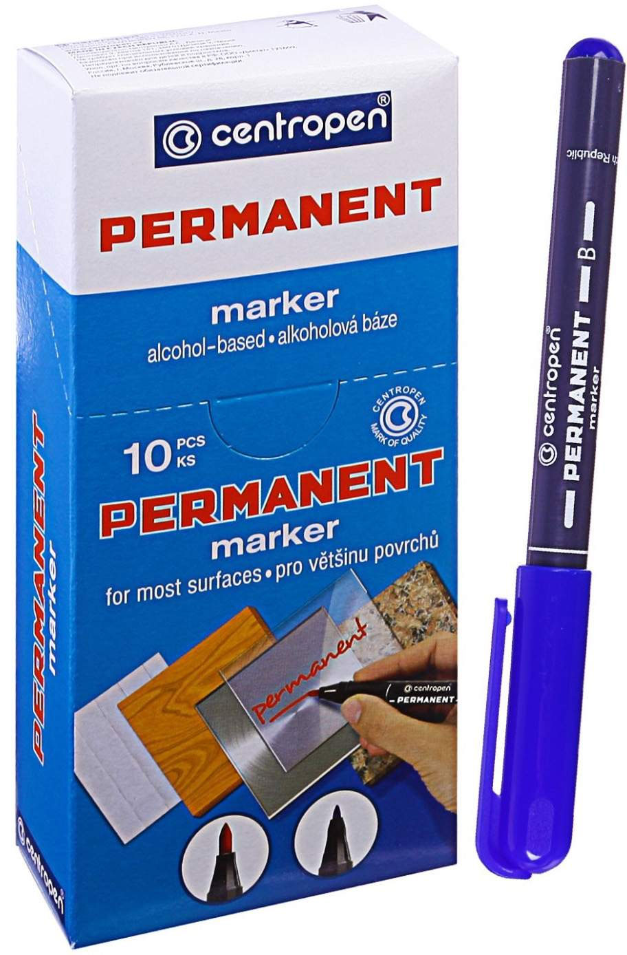 Маркер перманентний, круглий наконечник 2мм., 2836, син. Centropen - фото 2