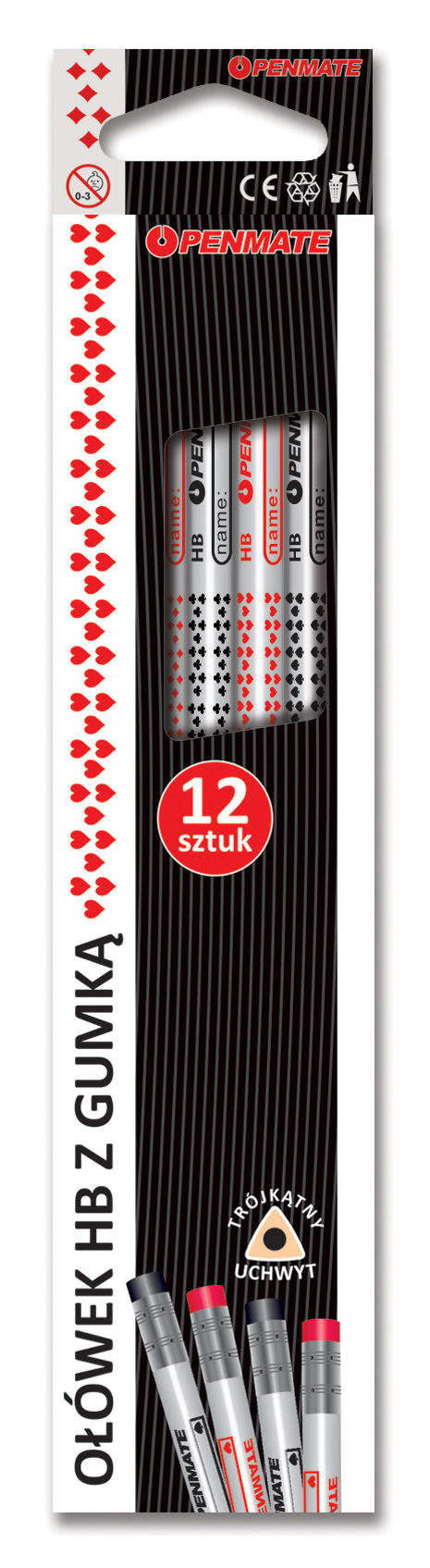 Олівець графітний з гумкою HB  