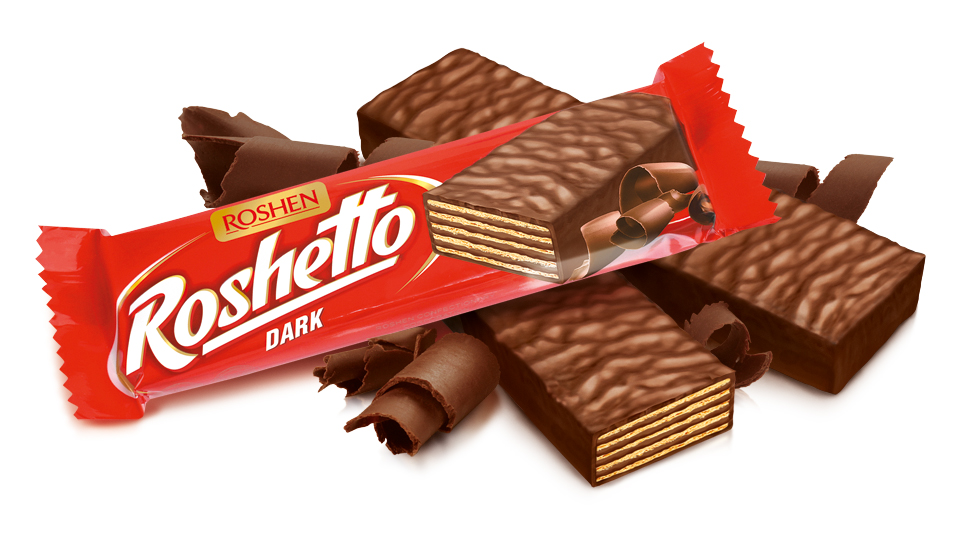 Батончик вафельный Roshetto Dark chocolate, 34г. Roshen - фото 1