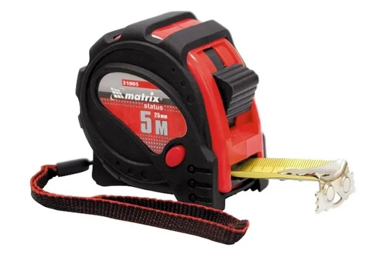 Рулетка 5м.*25мм. Status magnet 3 fixations, корпус прогумований MTX - фото 1