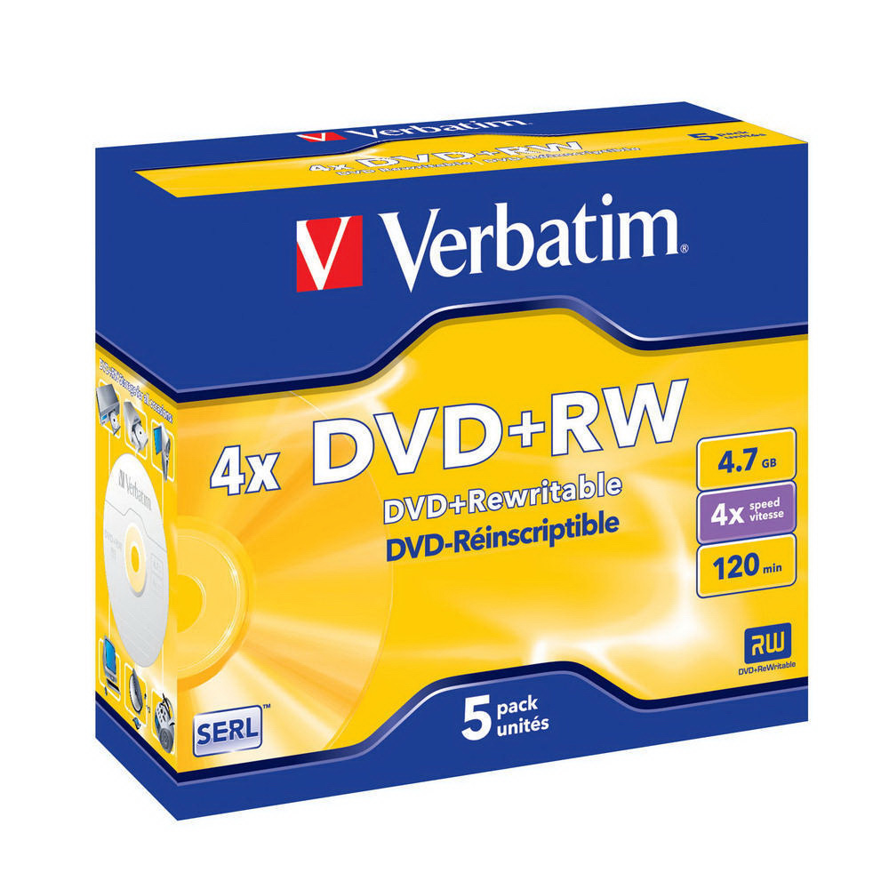 Диск DVD+RW 4.7 Gb/120min 4x slim Verbatim - фото 1