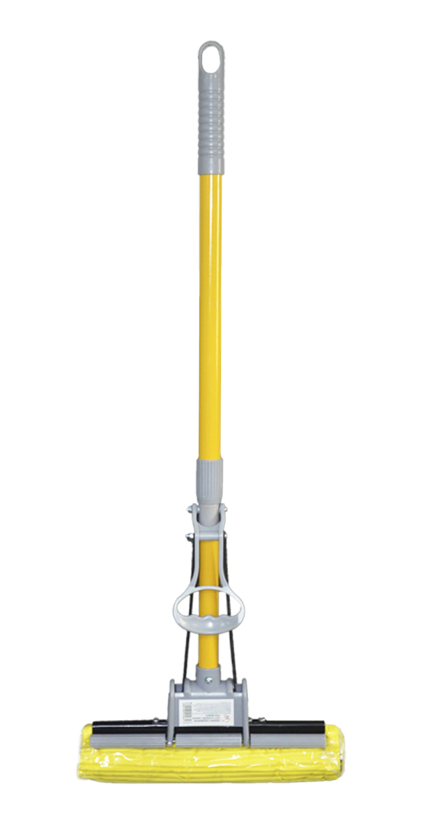 Швабра з віджимом SUPERMOP SOFT, ширина 27см., з м'якою губкою , сталева розсувна ручка, сіро-жовт. Мій Дім - фото 1