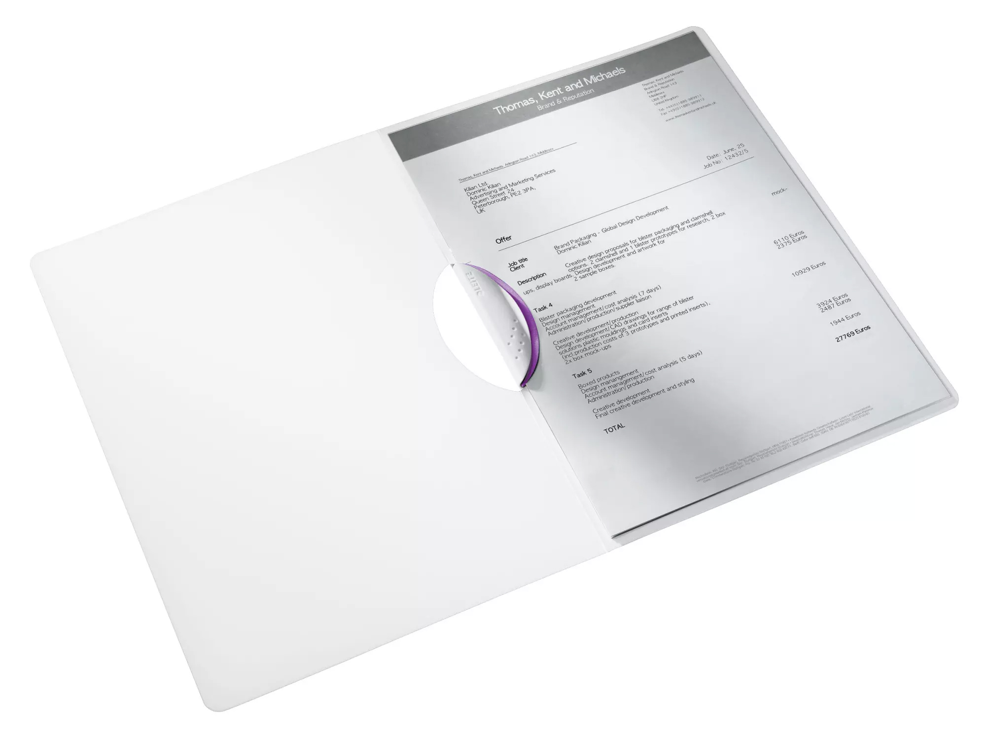 Папка с клипом Wow ColorClip А4, пластик, метал. черничный LEITZ - фото 3