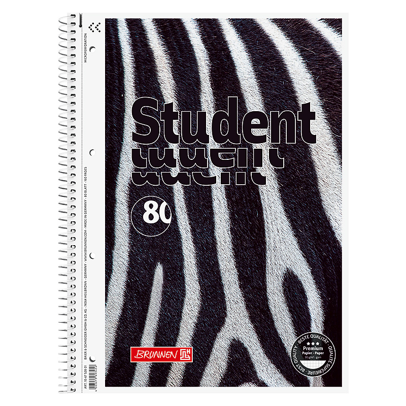 Коледж-блок А4 Premium, клітинка, 80 арк., Zebra Brunnen - фото 1