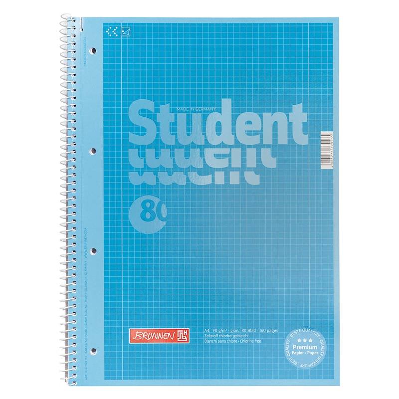 Коледж-блок А4 Premium, клітинка, 80 арк., син. Brunnen - фото 1