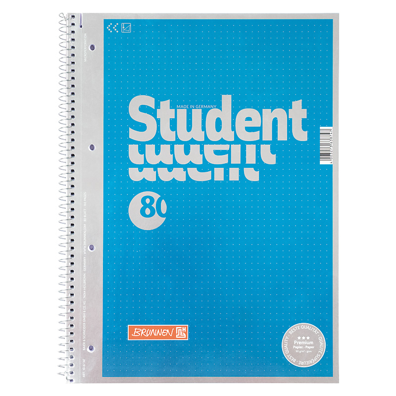 Колледж-блок А4 Premium, точка, 80 лист. метал. голубой Brunnen - фото 1